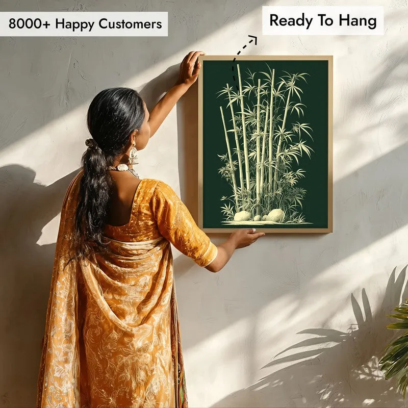Bamboo Noir Botanical Archival Paper Wall Art - Natural Brown Frame media 7
