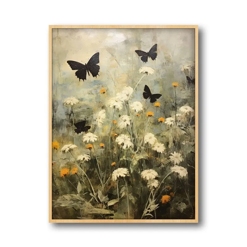 Black & White Butterfly Wall Art - Natural Brown Frame media 5