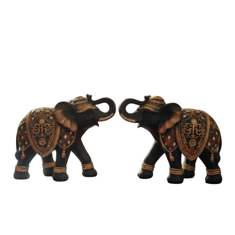 Vintage Royal Elephant Resin Showpiece - Set of Two media 4