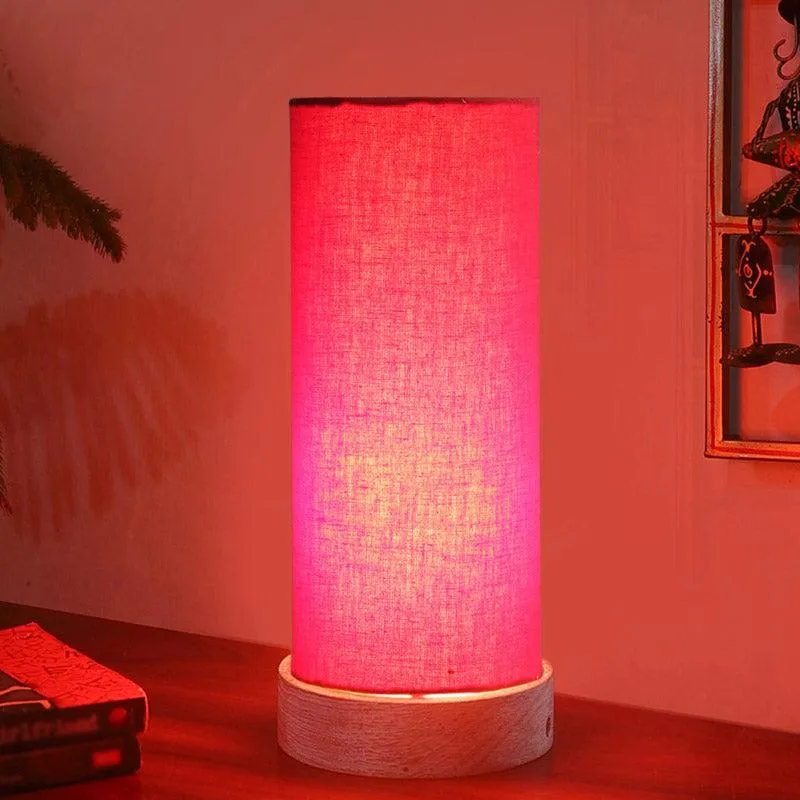 Ocra Tower Wooden Table Lamp - Red,White media 2