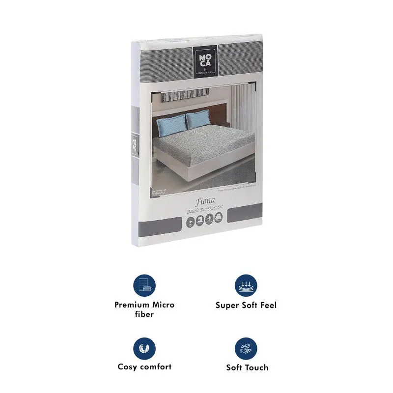 Monte Carlo Fleurish Cotton Bedsheet (White,Blue) - 104 TC media 10