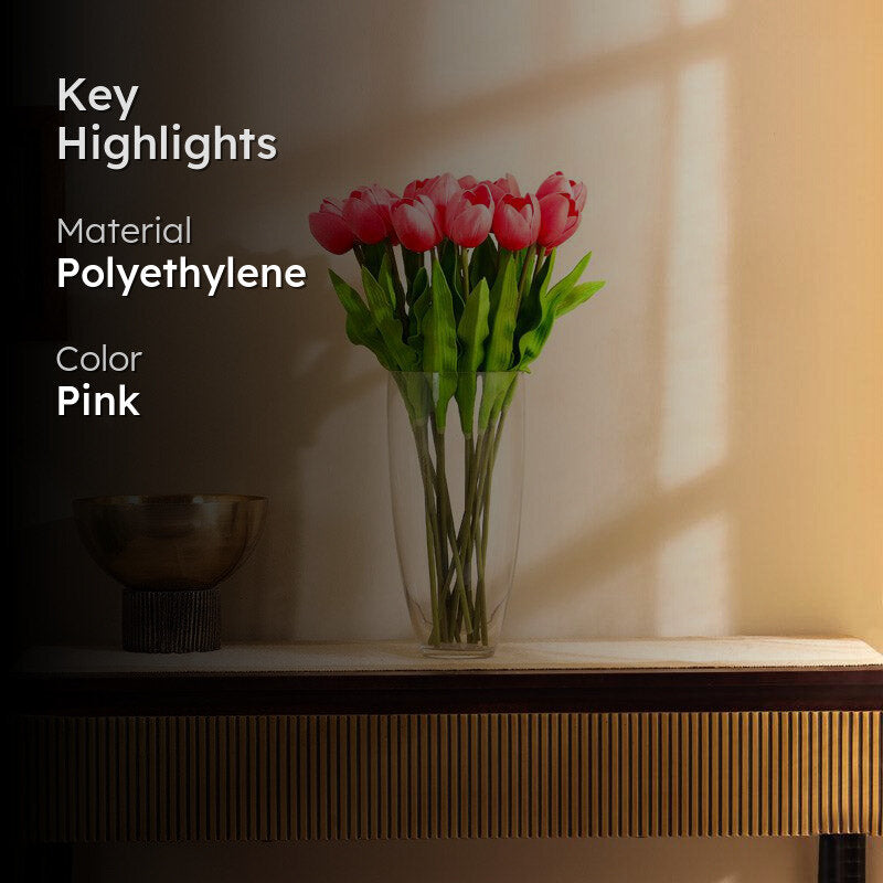 Artificial Realistic Tulip Flower Stick (Pink) - Set Of Five media 2