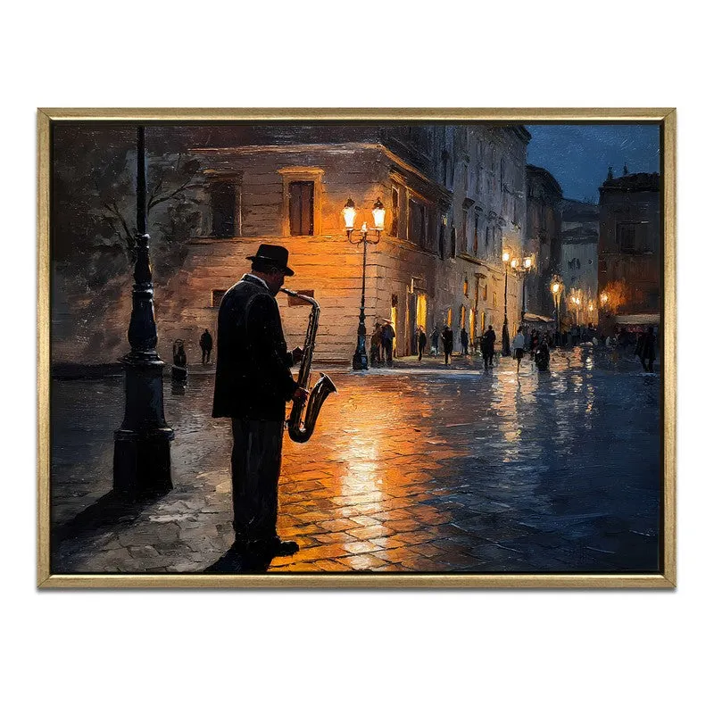 Twilight Street Jazz Canvas Wall Painting With Frame media 4