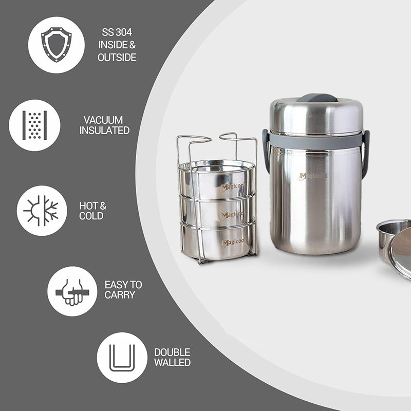 Cassa Insulated Lunch Box (Grey) 2500 ML - Two Piece Set media 7
