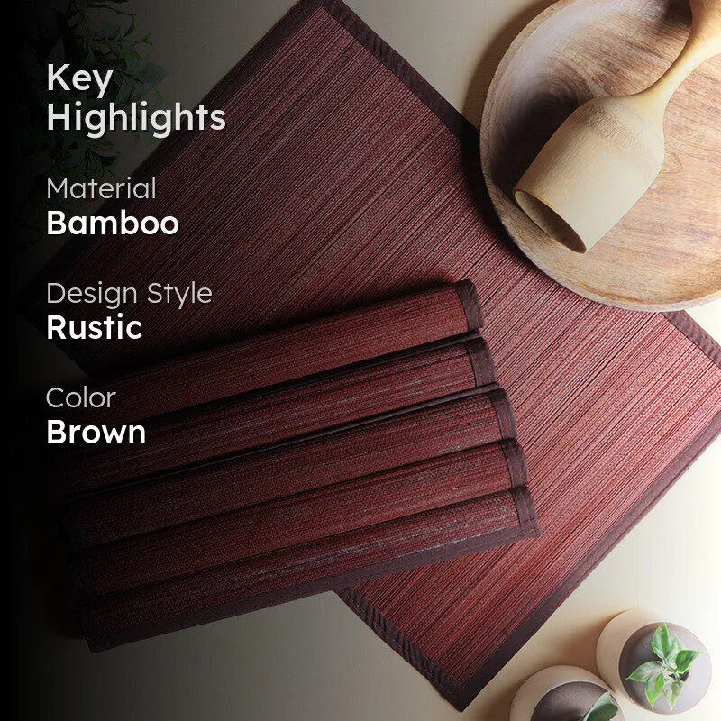 Woodland Nest Bamboo Table Mat (Brown) - Set Of Six media 2