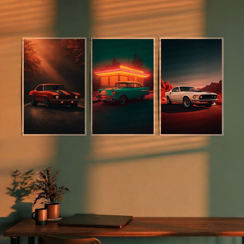 Chrome Classics Cars Polymer Wall Poster