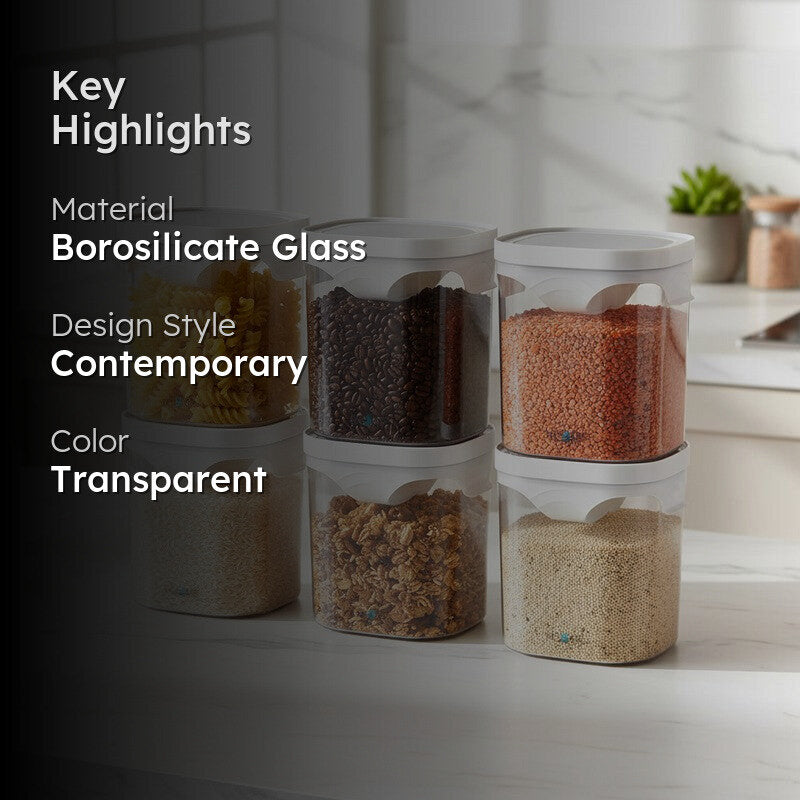 Rioware Fresh Lume Borosilicate Glass Jar (450 mL Each) - Set Of Six media 2