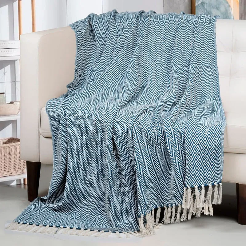 Birch Snuggle Cotton Throw - Blue media 1
