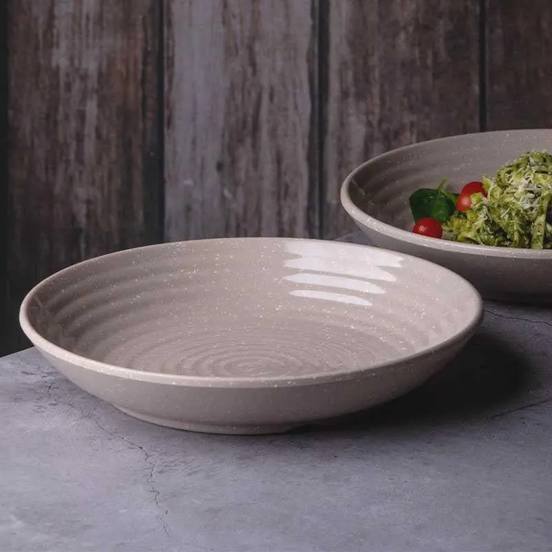 Frieda Melamine Pasta Plate - Grey - Set of Two media 1