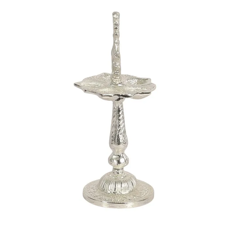 Antique Mayur Diya - Silver media 4