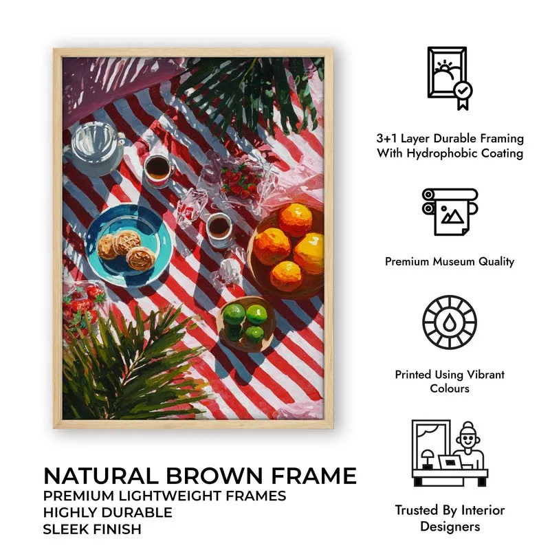 Sunny Table Canvas Wall Painting - Brown Frame media 10