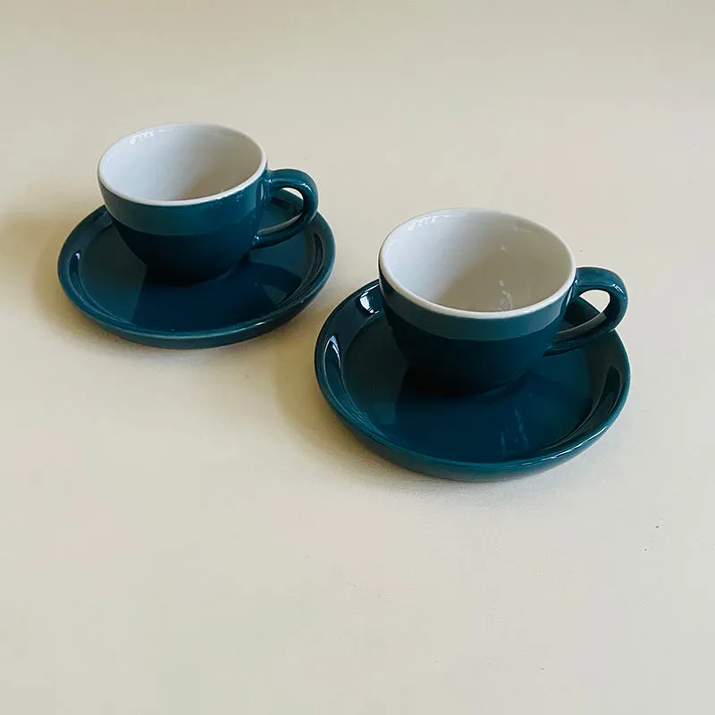 Blush & Brew Ceramic Cup & Saucer (Deep Green/100 mL) - Four Piece Set media 3