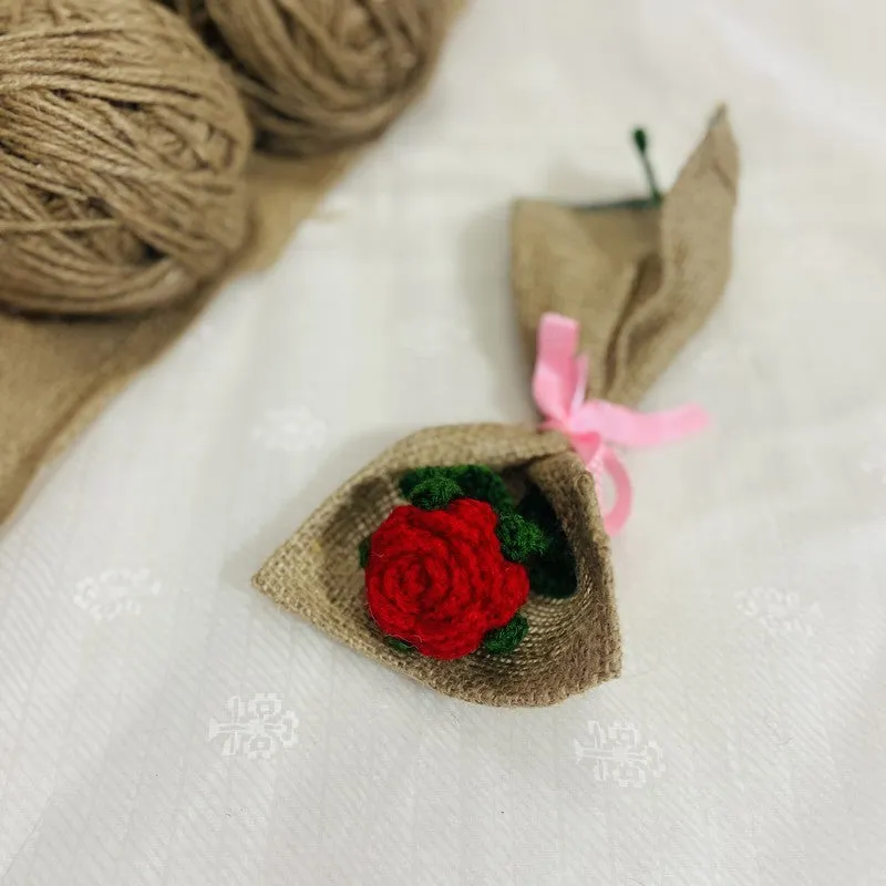 Crochet Handmade Rose Bouquet - Red media 3
