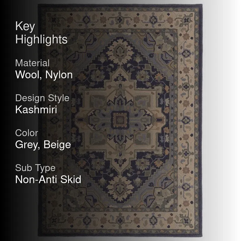 Pavati Hand Tufted Ethnic Wool & Nylon Carpet - Blue media 2