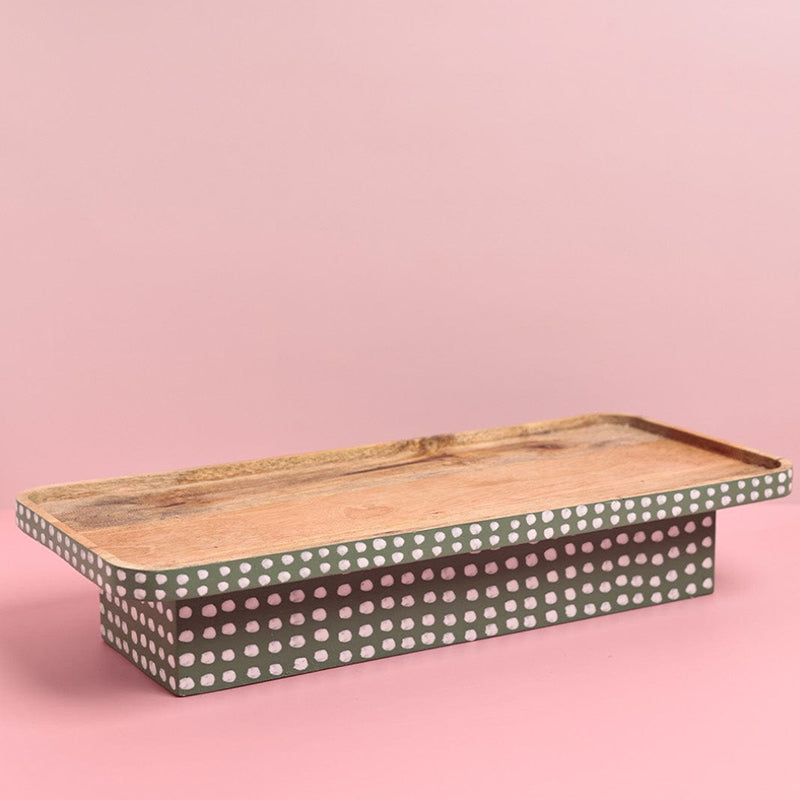 Dot Matrix Handpainted Wood Platter media 4