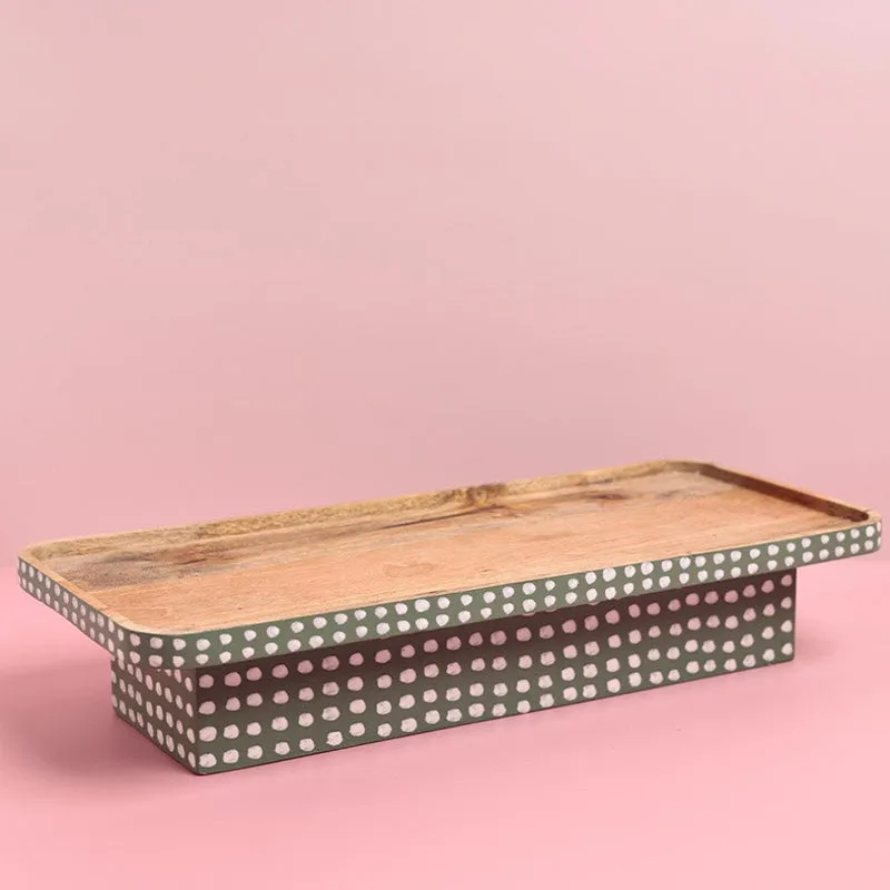 Dot Matrix Handpainted Wood Platter - 4