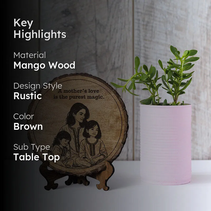 Mother's Love Is Magic Wood Showpiece - Round media 2