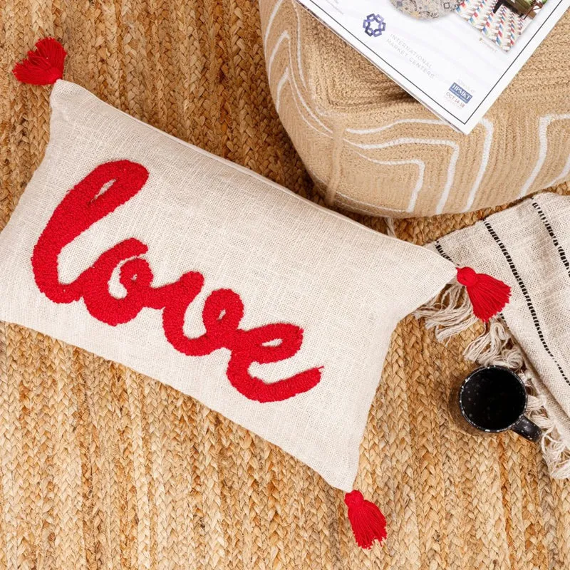 Love Tassle Tufted Cushion Cover Set (Red) - Set Of Two media 5
