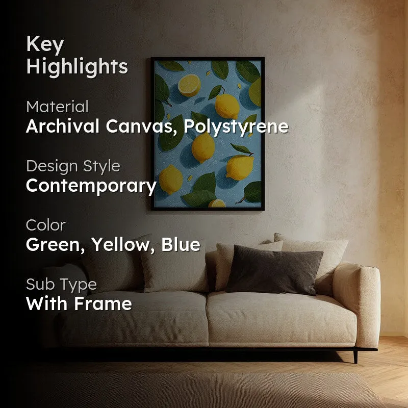Lemon Study Canvas Wall Painting - Black Frame media 2