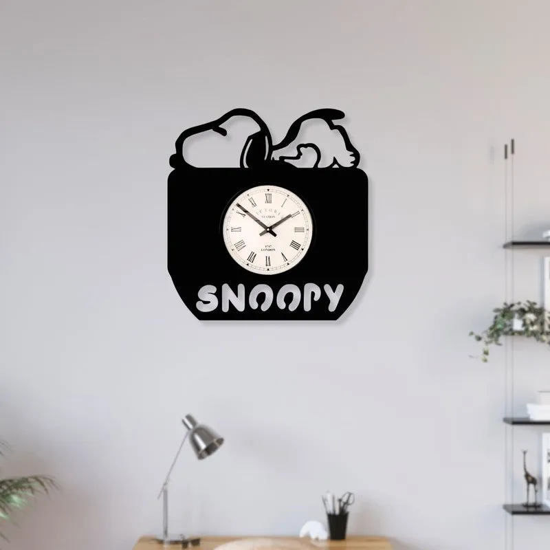 Snoopy Steel Analog Wall Clock - Black media 3