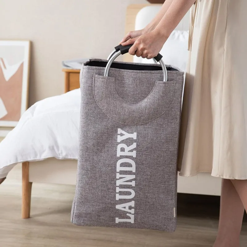 Fold Nest Fabric Laundry Basket - Grey media 3