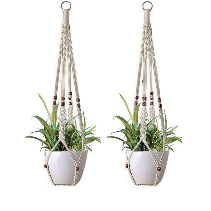 Beaded Macrame Plant Hanger - Set Of Two media 3