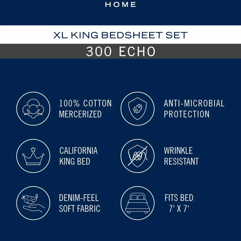 Blue product information graphic for bedsheet set