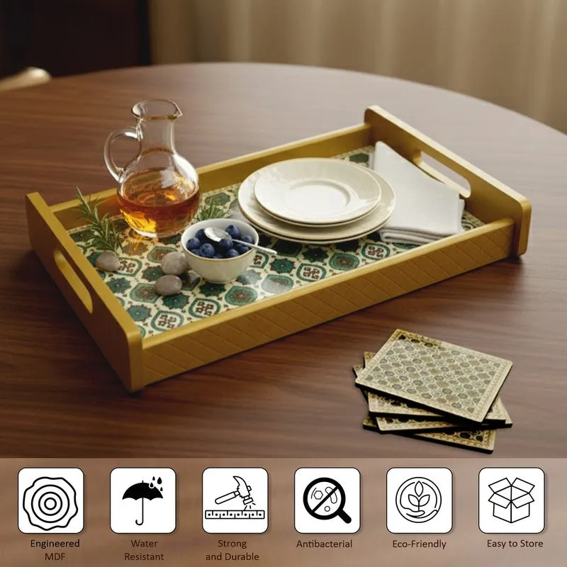 LuxeLeaf Serving Tray with 4 Coasters - Five Piece Set media 6