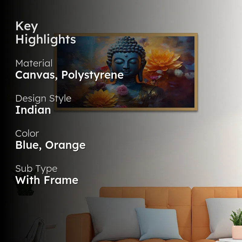 Meditative Buddha Canvas Wall Painting With Frame media 2
