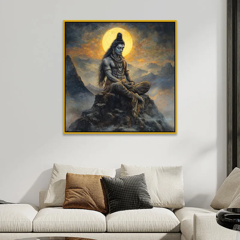 Wistful Shiva Canvas Wall Art With Frame media 1