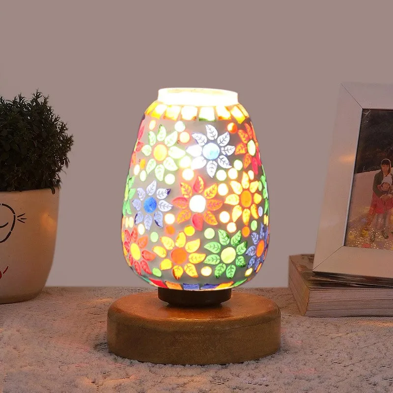 Oryvia Glass Table Lamp With Wooden Base - Multicolor media 3