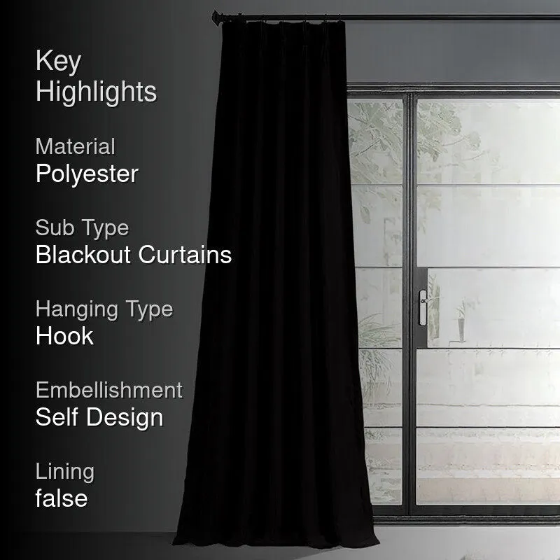 Noir Triple Pinch Pleat Blackout Curtain - Black media 2