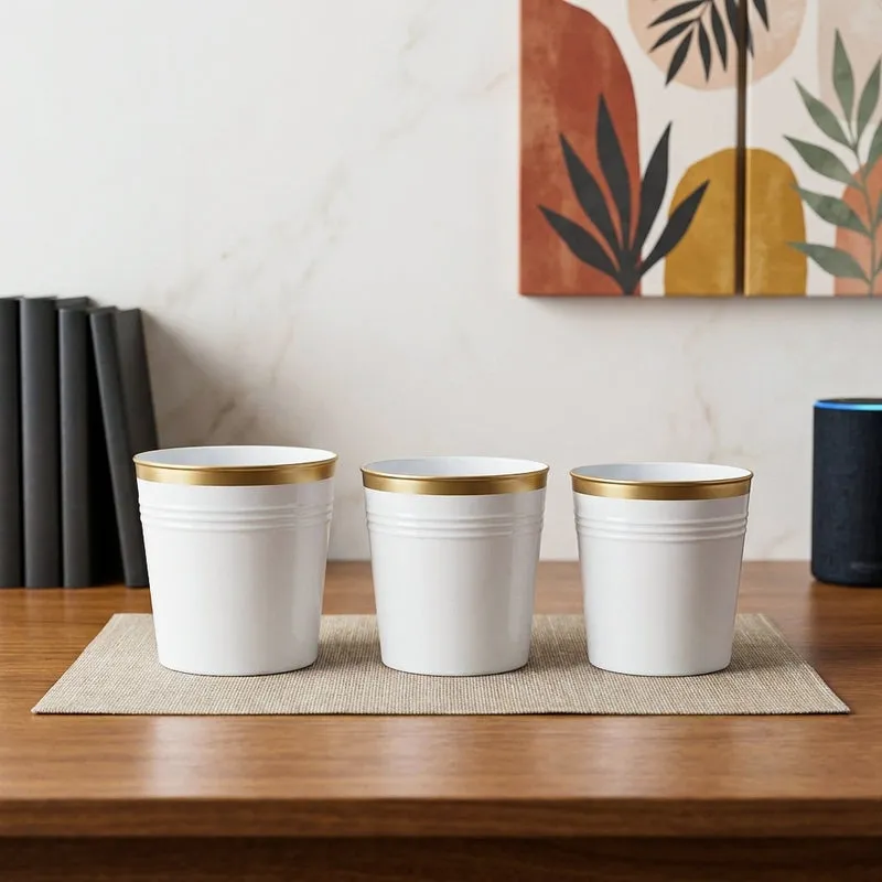 Leafora Iron Planter (White) - Set Of Three media 1