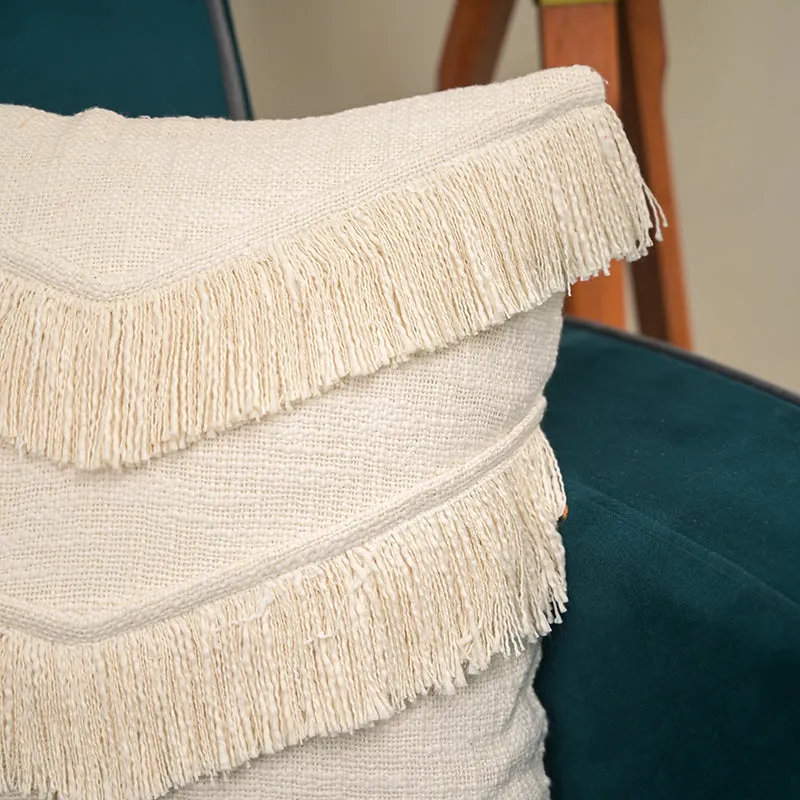 Fringe Comfort Cushion Cover - White media 4