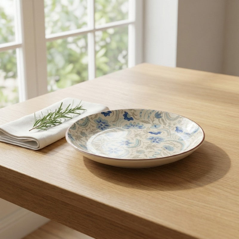 Floral Ceramic Shallow Pasta Plate - 500 mL