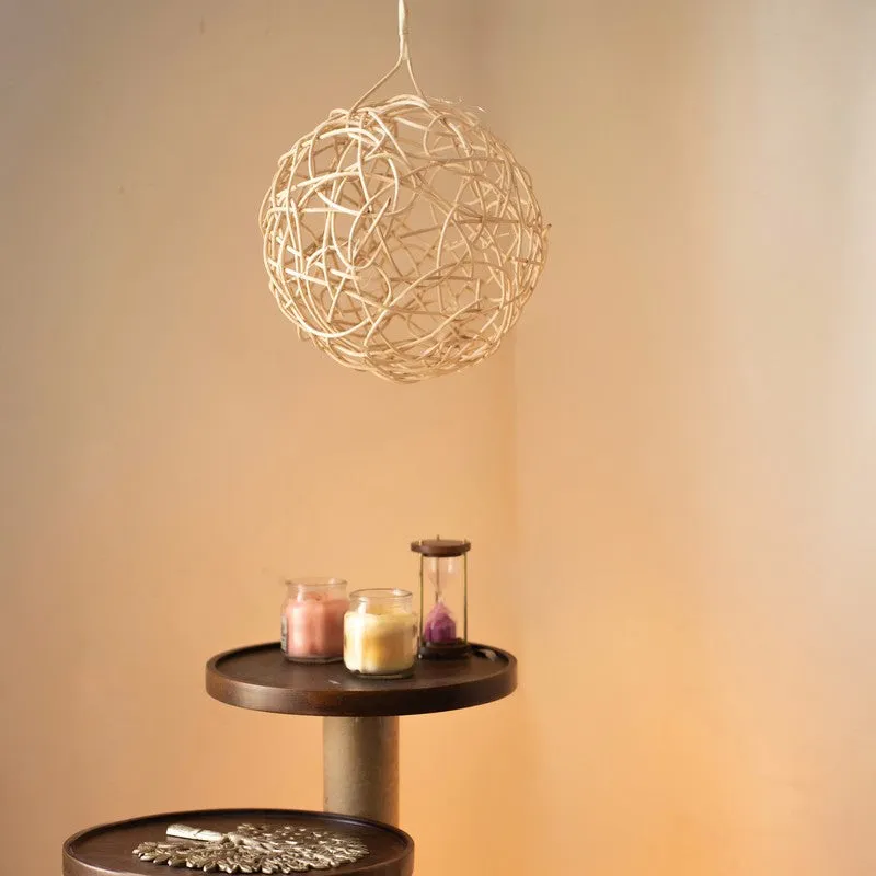 Boho Breeze Spherical Macram Cane Ceiling Lamp media 3