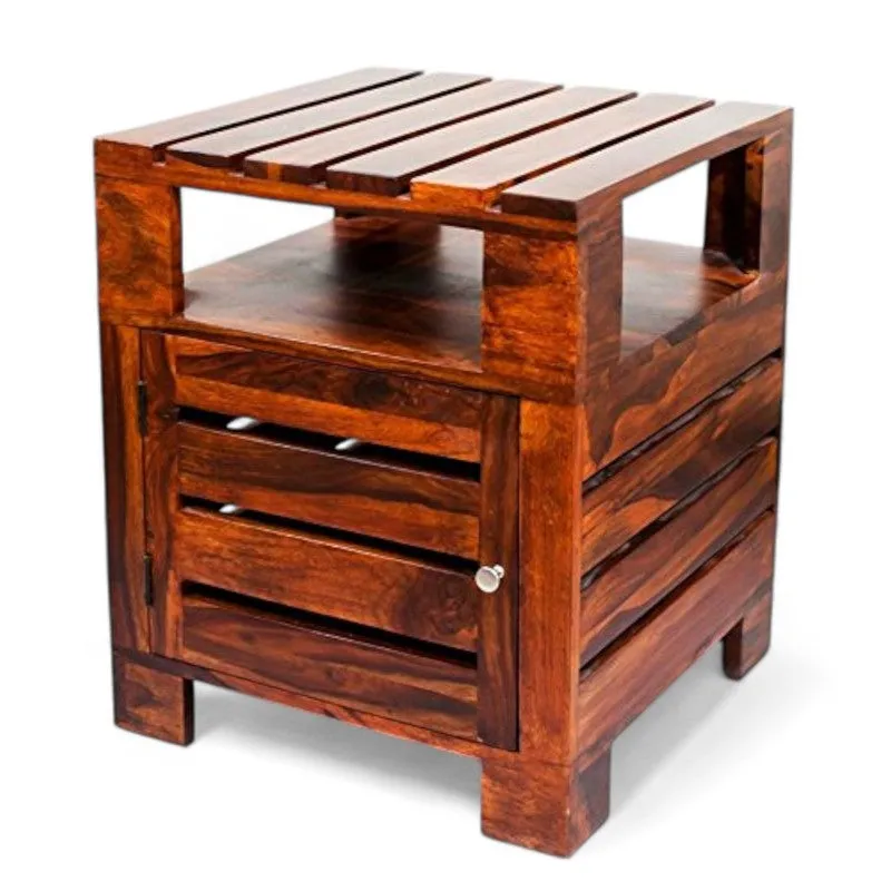 Wverix Sheesham Wooden Side & Bedside Table - Dark Brown media 3
