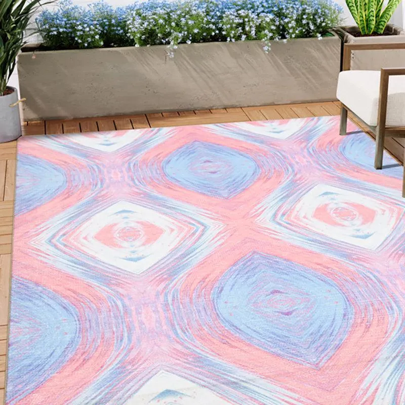 Durin Abstract Polyester Anti-Skid Carpet - Blue & Pink media 3