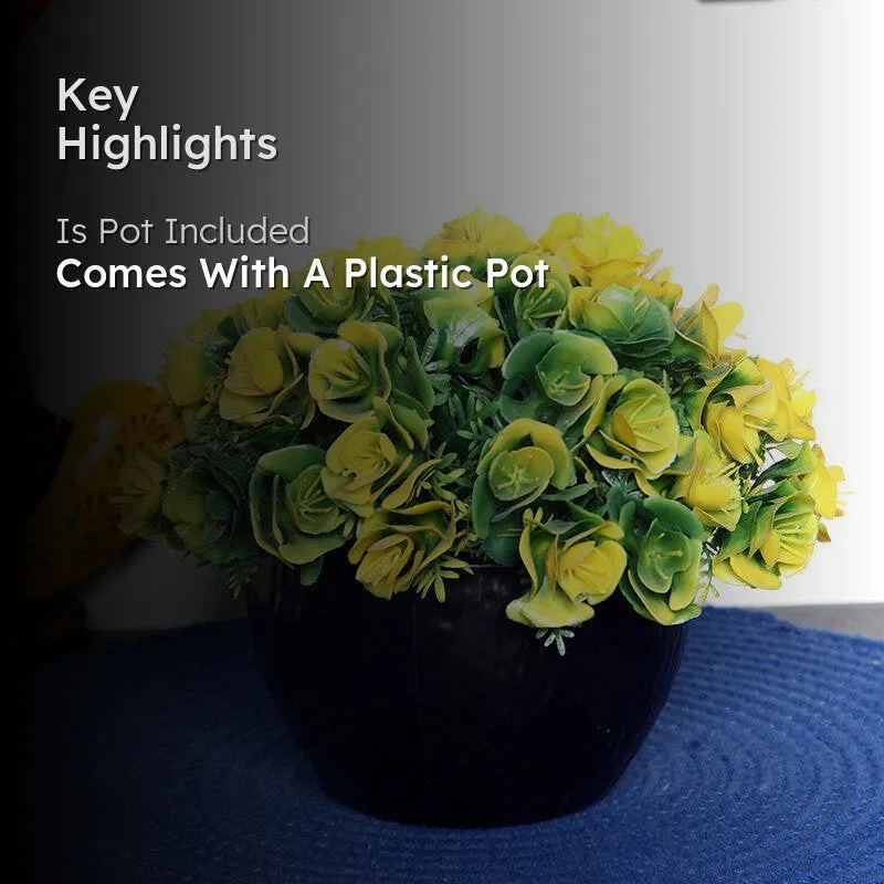 Faux Botanic Yellow Rose Plant With Black Plastic Pot media 2