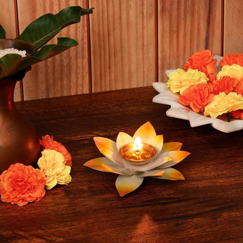 Lotus Diyas (Red & Yellow) - Set Of Two media 3