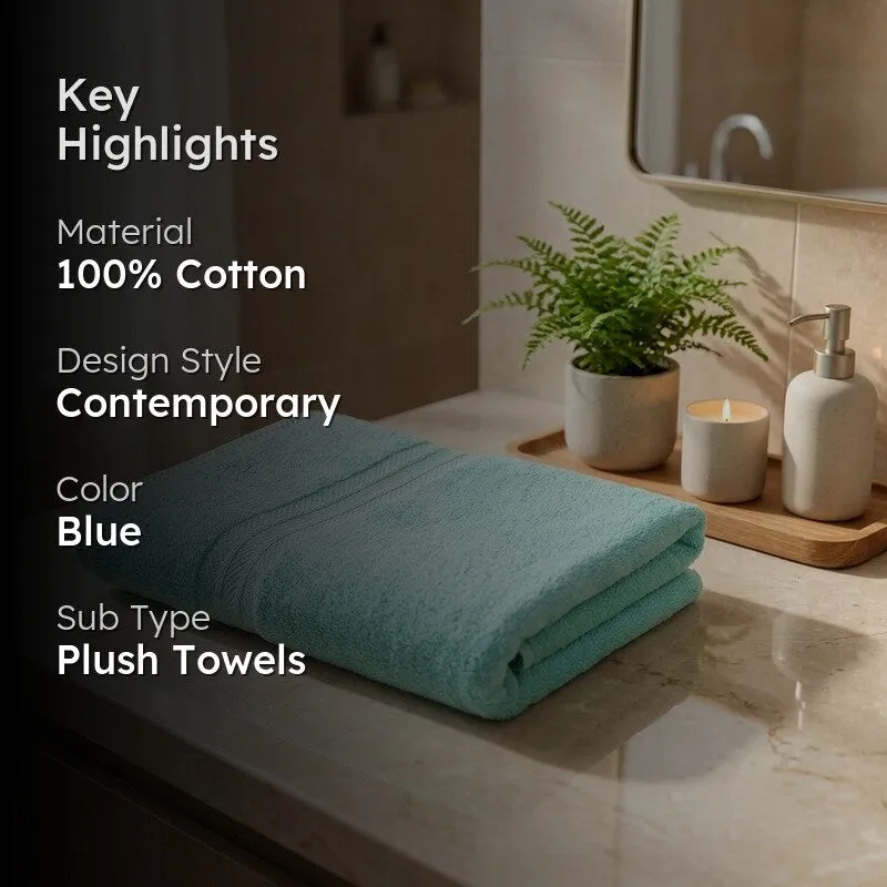 PlushAura Cotton Bath Towel (Aqua) media 2