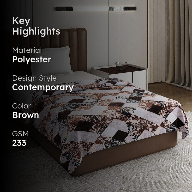 Monte Carlo Rosavera Geometric Print Polyester Blanket (Brown) - 233 GSM media 2