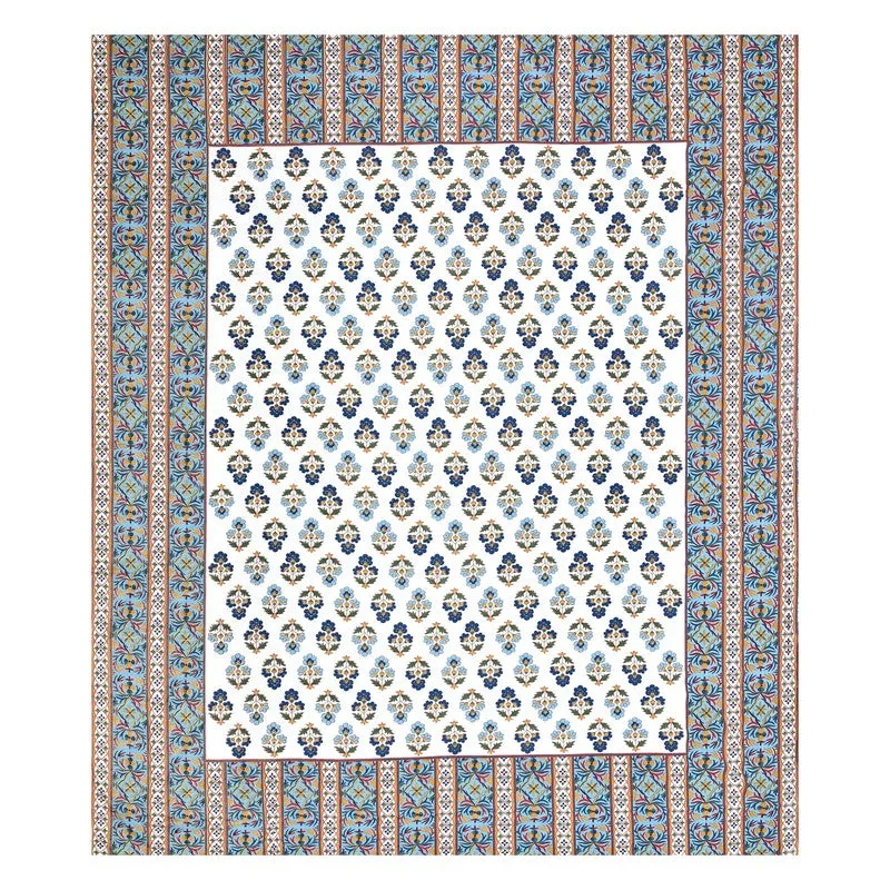 Shringar Cotton Bedsheet (Blue,White) - 180 GSM media 5