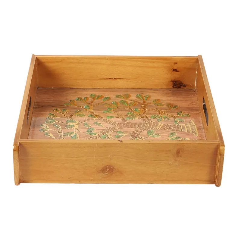 Sona Patta Square Wooden Serving Tray media 4