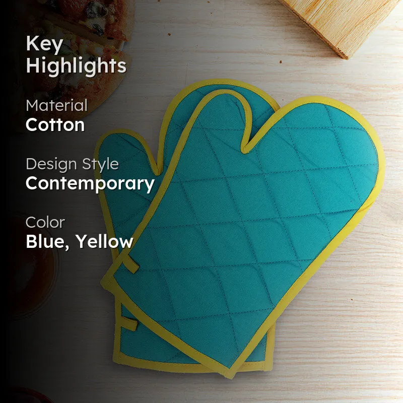 Swayam Teplo Kitchen Gloves (Aqua Blue & Yellow) - Set Of Two media 2