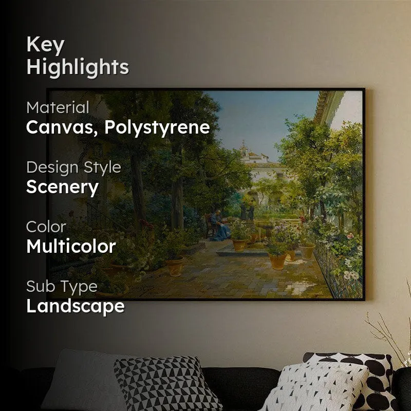Garden In Seville Wall Painting - Black Frame media 2