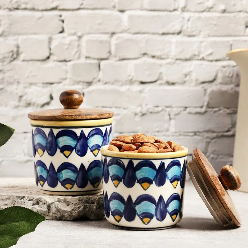 Decorative Ceramic Jar Set (300 mL Each) - Set Of Two media 1