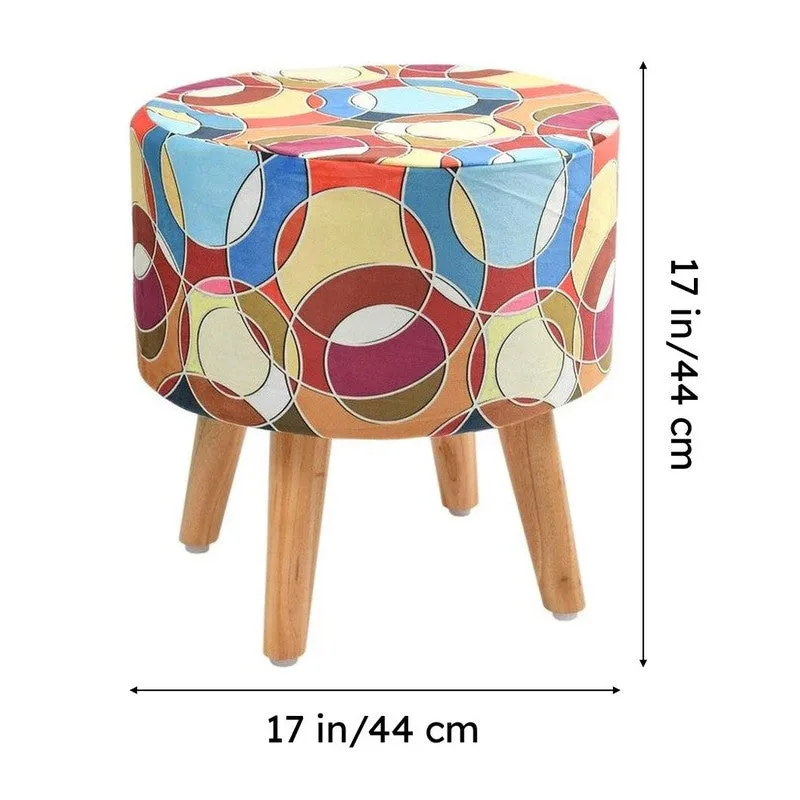 Navine Bubble Print Multicolor Engineered Wood Ottomans - Set Of Two media 7