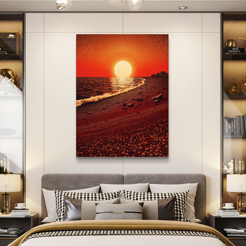 Sunset Waves Wall Painting