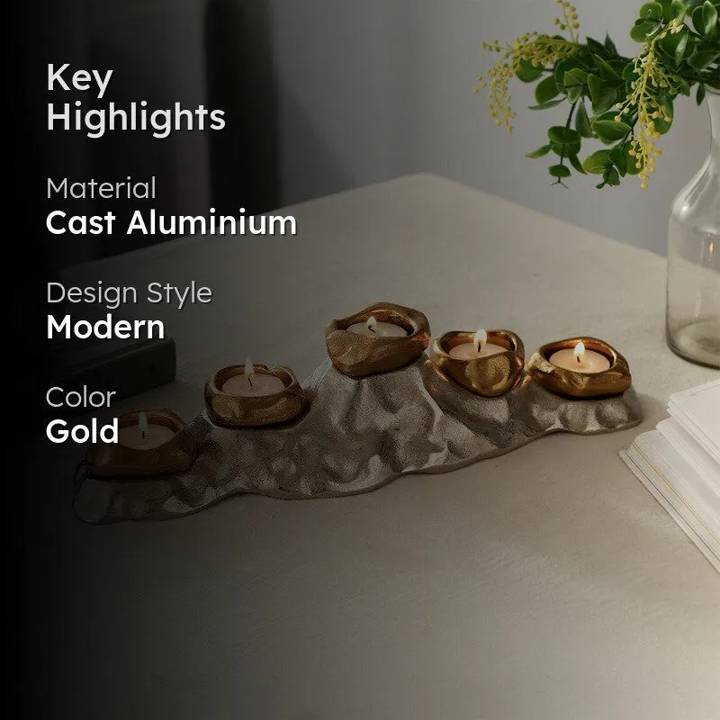 Modern Floral Candle Holder - Gold media 2